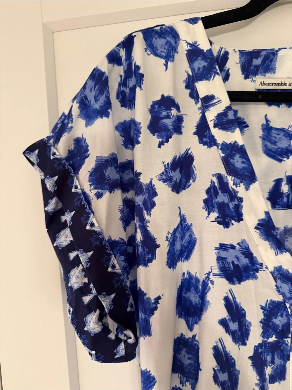 Abercrombie & Fitch White and Blue Floral Tie Maxi Dress